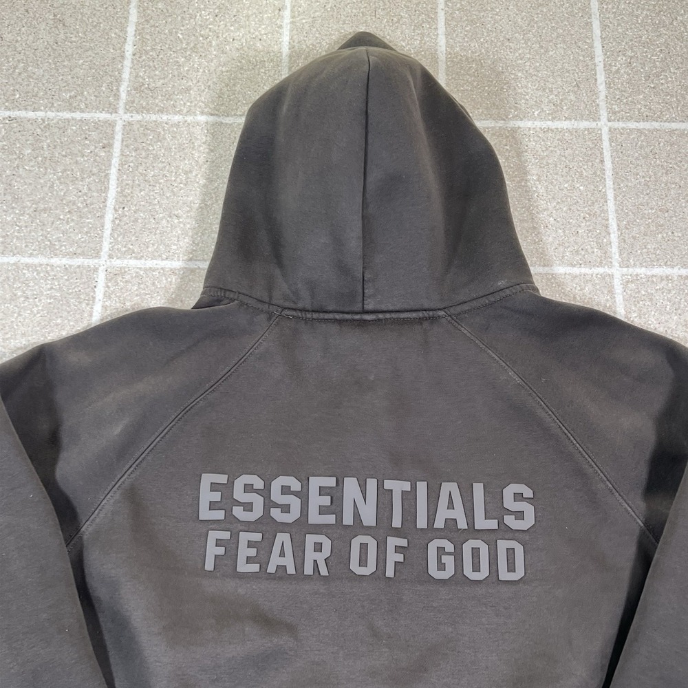 Fear of God ESSENTIALS Full Zip Up Hoodie Dark Olive Grey Size Medium - Picture 2 of 10